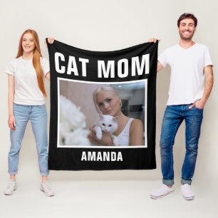 Personalized Cat Mom Custom Photo  Fleece Blanket