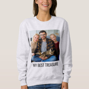 Personalized Cat Mom Family Pet Photo Black Ash Sweatshirt