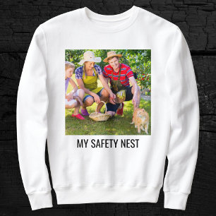 Personalized Cat Mom Family Pet Photo Black White Sweatshirt
