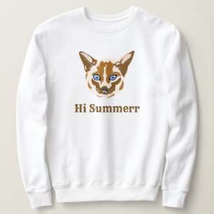 Personalized Cat Mom Family Pet Photo Brown White Sweatshirt