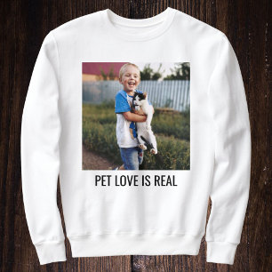 Personalized Cat Mom Kid And Pet Photo Black White Sweatshirt