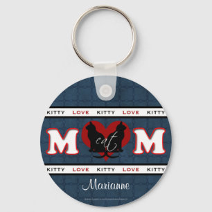 Personalized Cat Mom Kitty Love Keychain