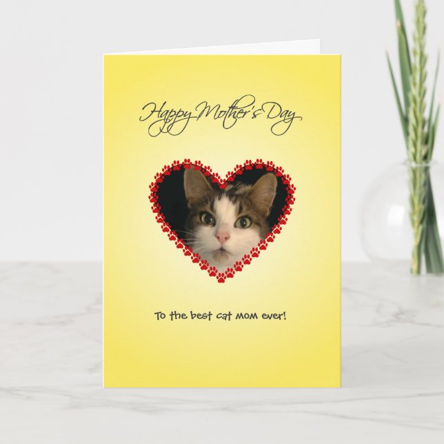 Personalized cat mom Mothers Day Card (Front)