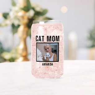 Personalized Cat Mom Photo Can Glass