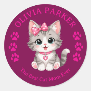 Personalized Cat Mom Sticker with Custom Name
