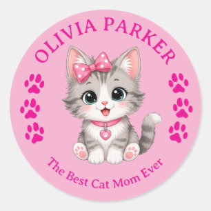 Personalized Cat Mom Sticker with Custom Name