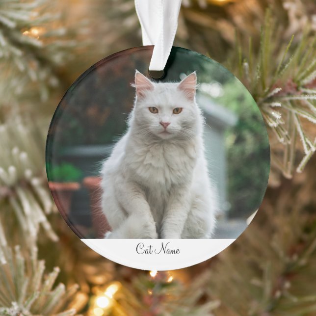 Personalized Cat Name Photo Ornament (Tree)