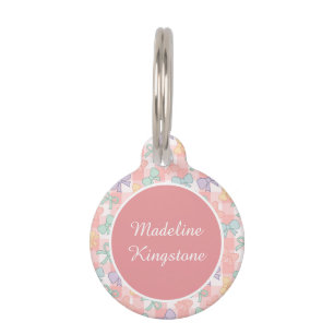 Personalized Cat Name Tag Pastel Bows Cute
