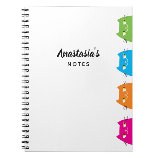Personalized Cat Notebook Name Cute Gift (Front)