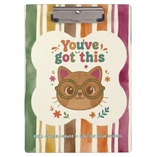 Personalized Cat Notebook   School Journal Clipboard