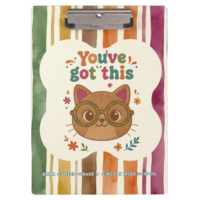 Personalized Cat Notebook | School Journal Clipboard (Front)