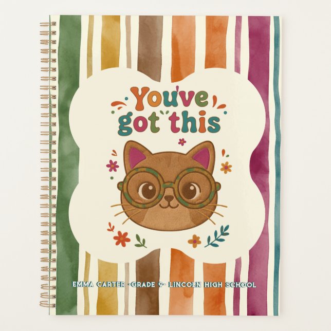Personalized Cat Notebook | School Journal Planner (Front)