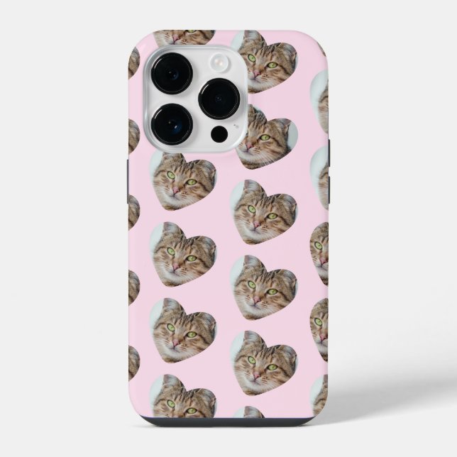 Personalized Cat or Dog Heart Photo Pattern iPhone Case (Back)