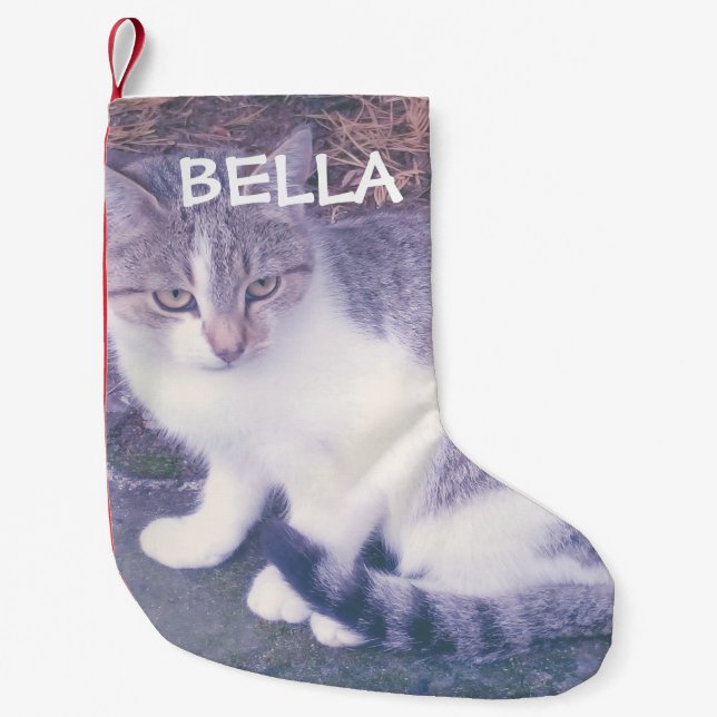Personalized cat or dog pet photo custom Holiday Small Christmas Stocking (Front)