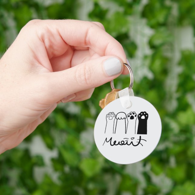 Personalized Cat Paw Keychain with Name (Hand)