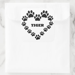 Personalized Cat Paw Print Square Shape Sticker