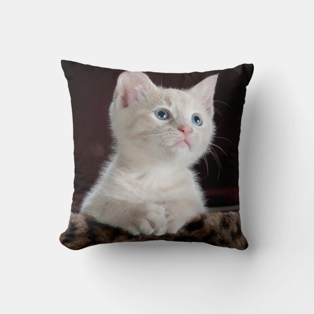 Personalized Cat Pet Photo Double Sided Throw Pillow (Front)