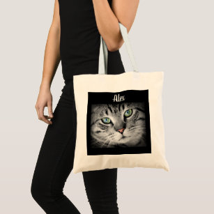 Personalized Cat Photo and Name Tote Bag