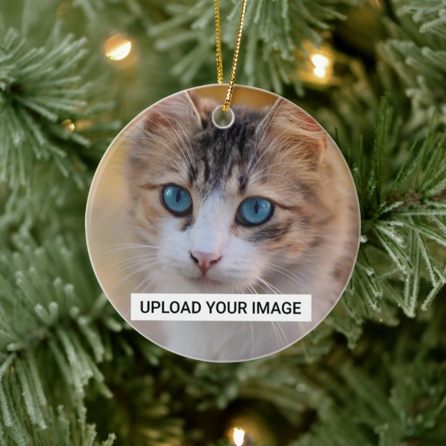 Personalized Cat Photo Classic Ceramic Ornament (Tree)