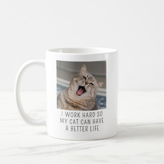 Personalized Cat Photo Custom Caption Funny Pet Coffee Mug (Left)