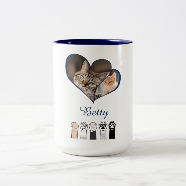 Personalized Cat Photo Mug with Custom Name (Center)
