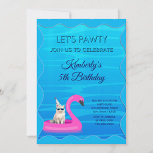 Personalized Cat Pool Pawty Invitation
