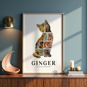Personalized Cat Silhouette Photo Collage Poster