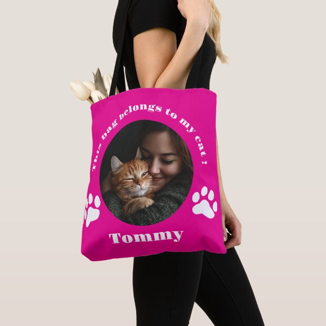 Personalized Cat Tote Bag – Custom Photo & Name  (Close Up)