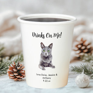Personalized Cat Wedding Paper Cups