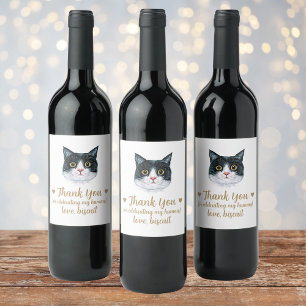 Personalized Cat Wedding Wine Label