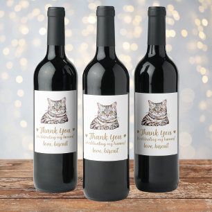 Personalized Cat Wedding Wine Label