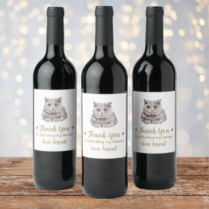 Personalized Cat Wedding Wine Label