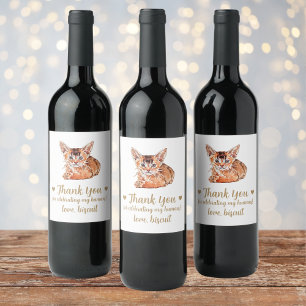 Personalized Cat Wedding Wine Label