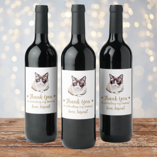 Personalized Cat Wedding Wine Label