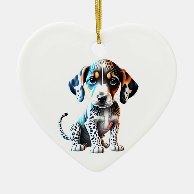 Personalized Catahoula Leopard Dog Puppy Ceramic Ornament (Front)