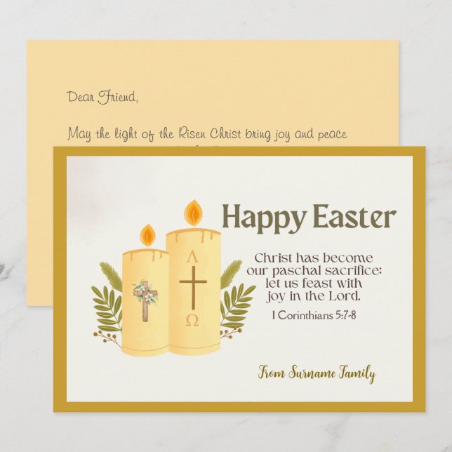 Personalized Catholic Easter Holiday Card (Front/Back)