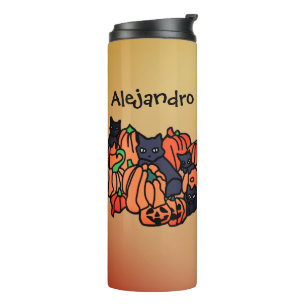 Personalized Cats and Pumpkins in Halloween Thermal Tumbler