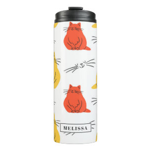 Personalized Cats Pattern Orange Yellow Thermal Tumbler