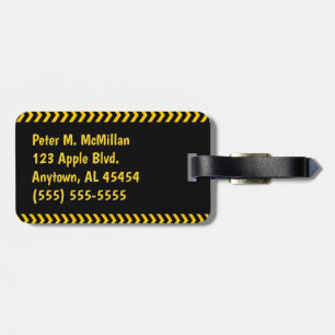 Personalized Caution Tape on Black with Name Luggage Tag
