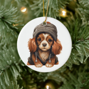 Personalized Cavalier King Charles Spaniel Dog Art Ceramic Ornament