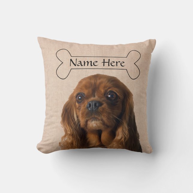 Personalized Cavalier King Charles Spaniel Dog Throw Pillow (Front)