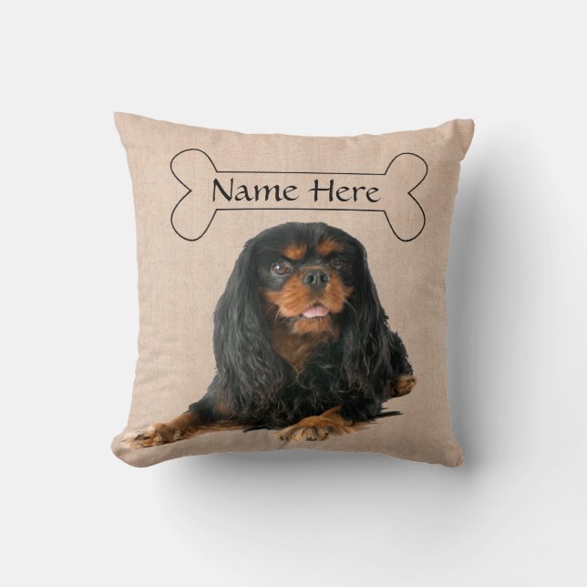 Personalized Cavalier King Charles Spaniel Dog Throw Pillow (Front)
