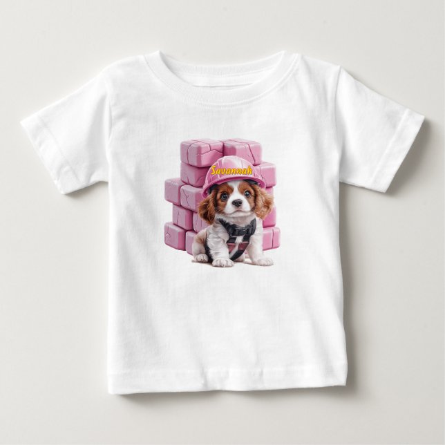 Personalized Cavalier Puppy Construction T-Shirt (Front)