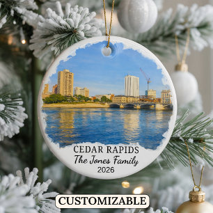 Personalized Cedar Rapids Ornament, Custom Iowa Ceramic Ornament