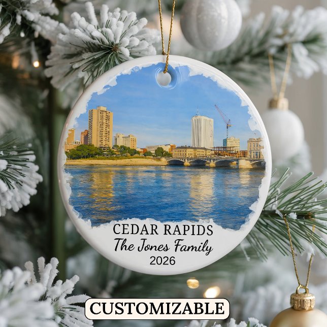 Personalized Cedar Rapids Ornament, Custom Iowa Ceramic Ornament (Creator Uploaded)