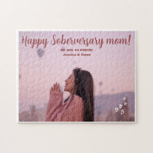 Personalized Celebrate Sober Mom Custom 1 Photo Jigsaw Puzzle