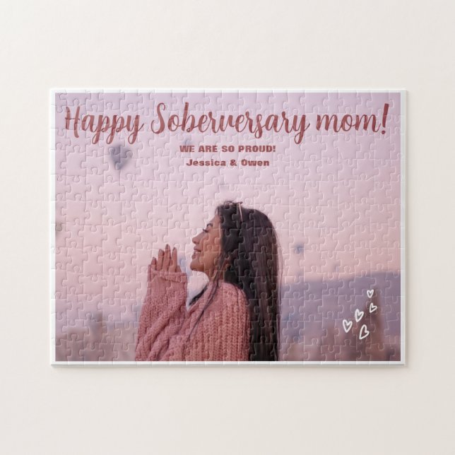 Personalized Celebrate Sober Mom Custom 1 Photo Jigsaw Puzzle (Horizontal)
