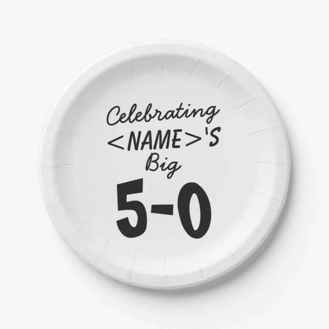 Personalized Celebrating the Big 5-0 50th birthday Paper Plate (Front)