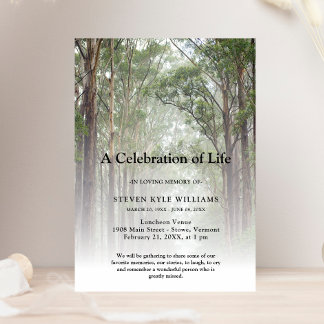 Personalized Celebration of Life Funeral Forest Invitation