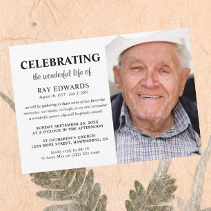 Personalized Celebration of Life Funeral Memorial  Invitation